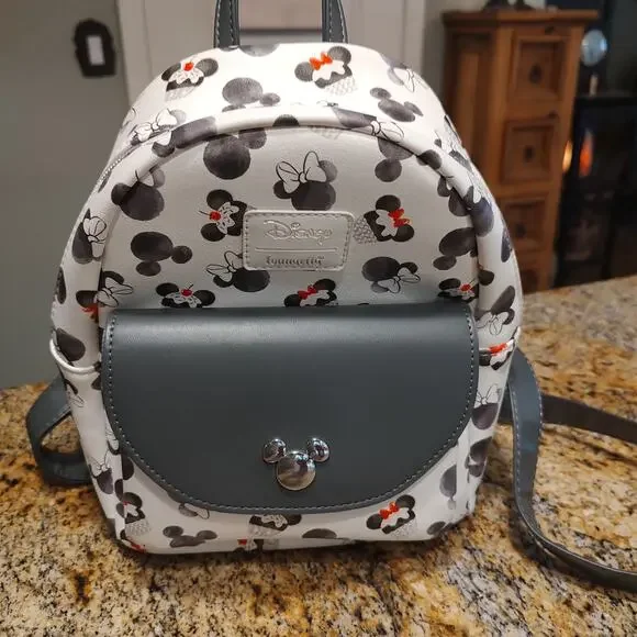 Loungefly Disney Mickey Minnie Mouse Cupcake Black & White Mini Backpack - Picture 4 of 13